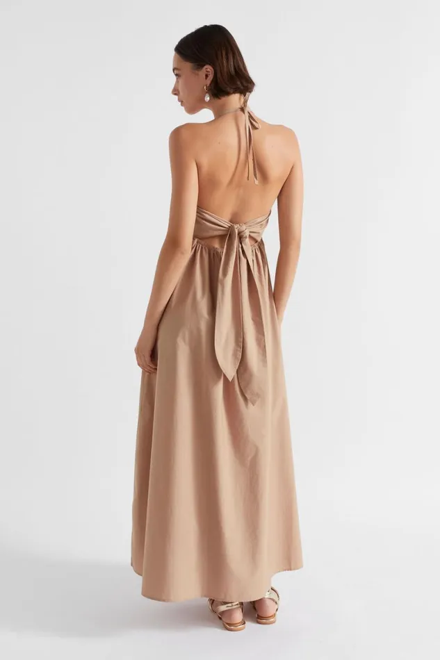 Seed Heritage Dresses Cotton Halter Maxi Dress Barley 8211 Woman