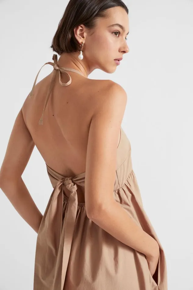 Seed Heritage Dresses Cotton Halter Maxi Dress Barley 8211 Woman