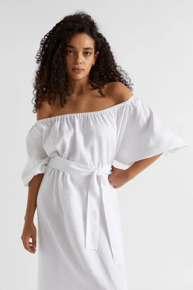 Seed Heritage Dresses Linen Gathered Maxi Dress Whisper White 8211 Woman