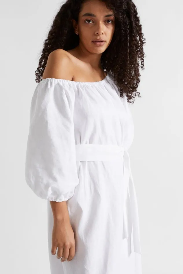 Seed Heritage Dresses Linen Gathered Maxi Dress Whisper White 8211 Woman