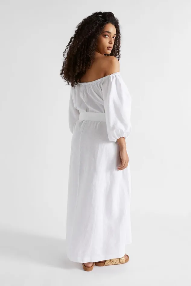 Seed Heritage Dresses Linen Gathered Maxi Dress Whisper White 8211 Woman