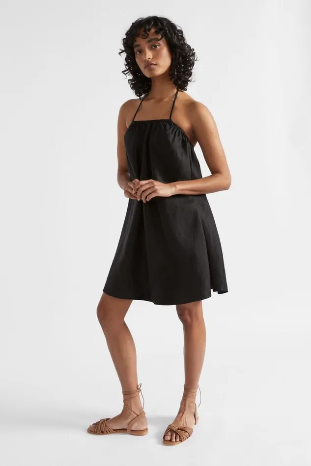 Seed Heritage Dresses Linen Halter Mini Dress Black 8211 Woman