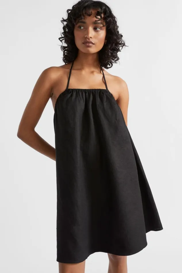 Seed Heritage Dresses Linen Halter Mini Dress Black 8211 Woman