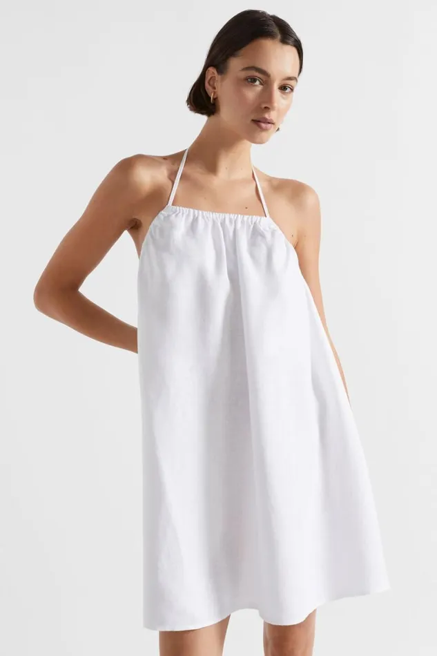 Seed Heritage Dresses Linen Halter Mini Dress Whisper White 8211 Woman