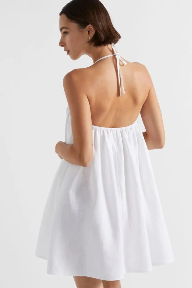 Seed Heritage Dresses Linen Halter Mini Dress Whisper White 8211 Woman