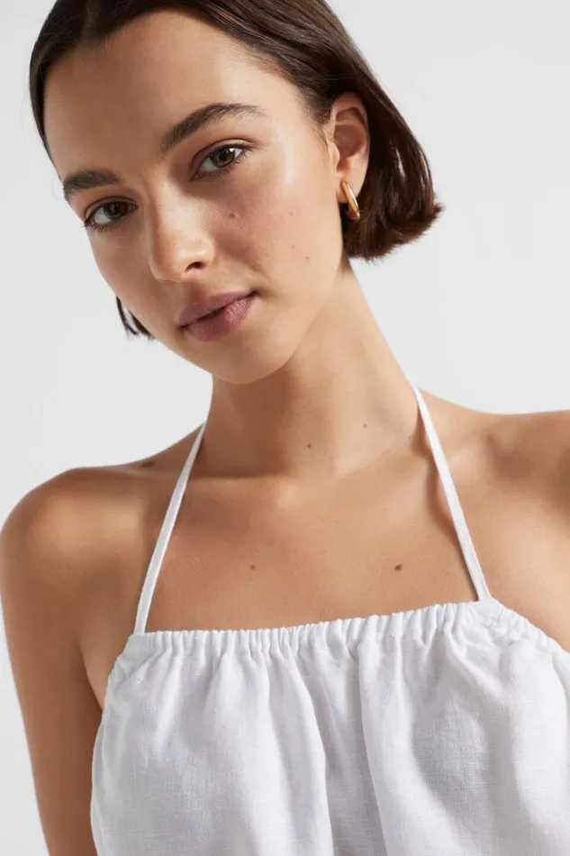 Seed Heritage Dresses Linen Halter Mini Dress Whisper White 8211 Woman