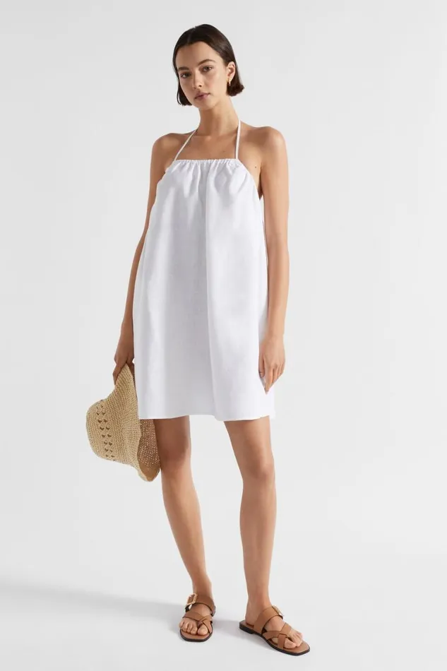 Seed Heritage Dresses Linen Halter Mini Dress Whisper White 8211 Woman