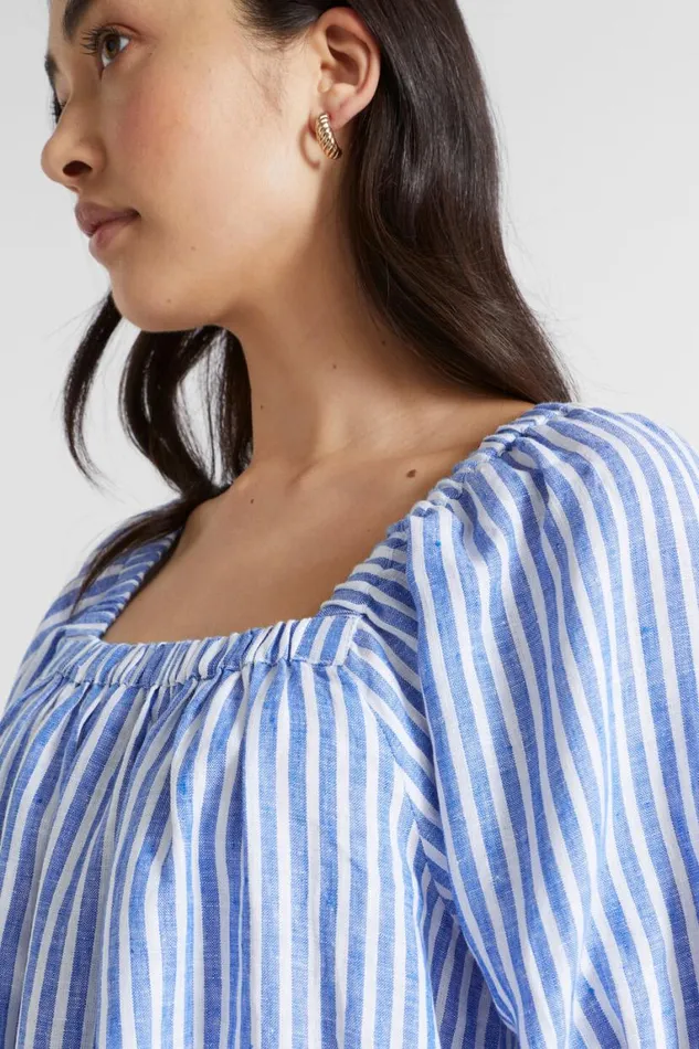 Seed Heritage Dresses Linen Stripe Mini Dress Deep Ocean Stripe 8211 Woman
