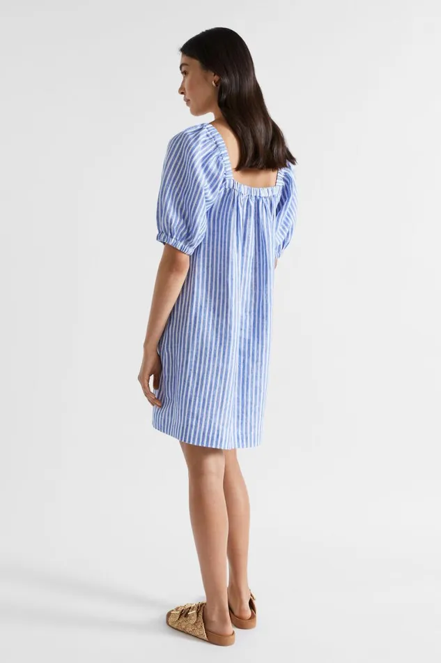 Seed Heritage Dresses Linen Stripe Mini Dress Deep Ocean Stripe 8211 Woman