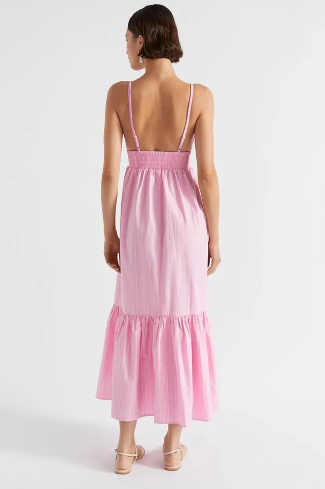 Seed Heritage Dresses Poplin Stripe Maxi Dress Pink Gin Stripe 8211 Woman