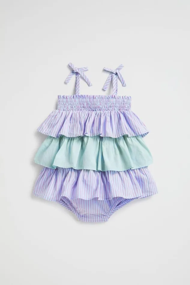 Seed Heritage Dresses Poplin Stripe Romper Baby Blue 8211 Baby