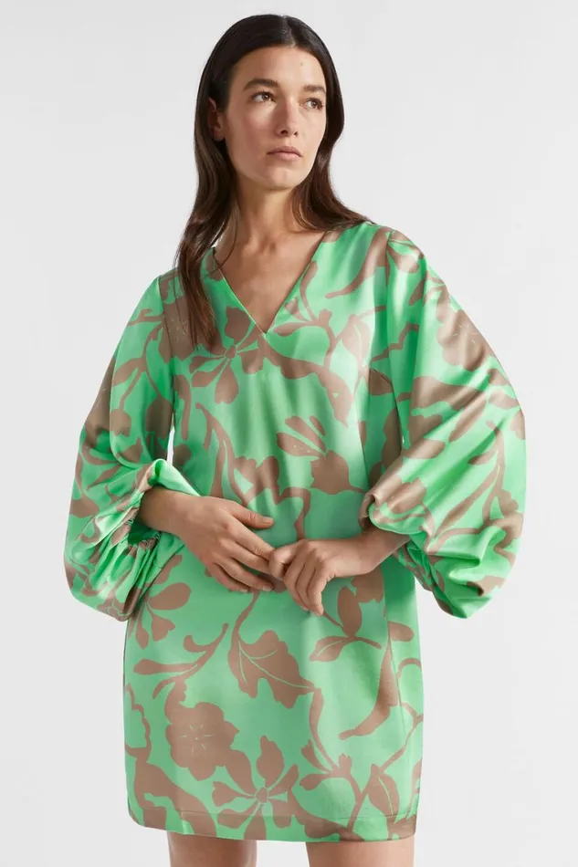 Seed Heritage Dresses Satin Floral Mini Dress Key Lime Floral 8211 Woman