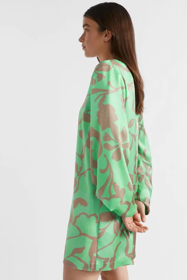 Seed Heritage Dresses Satin Floral Mini Dress Key Lime Floral 8211 Woman
