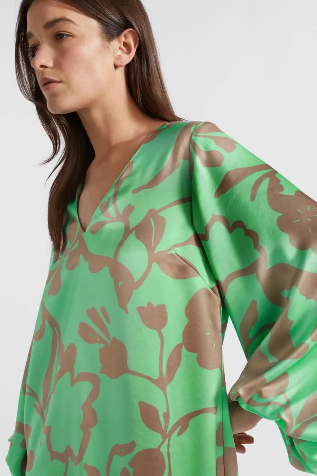 Seed Heritage Dresses Satin Floral Mini Dress Key Lime Floral 8211 Woman