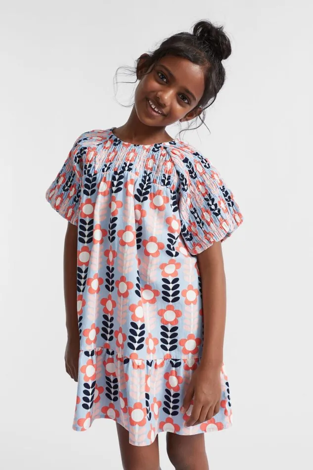 Seed Heritage Dresses Shirred Floral Dress Pale Blue 8211 Girl