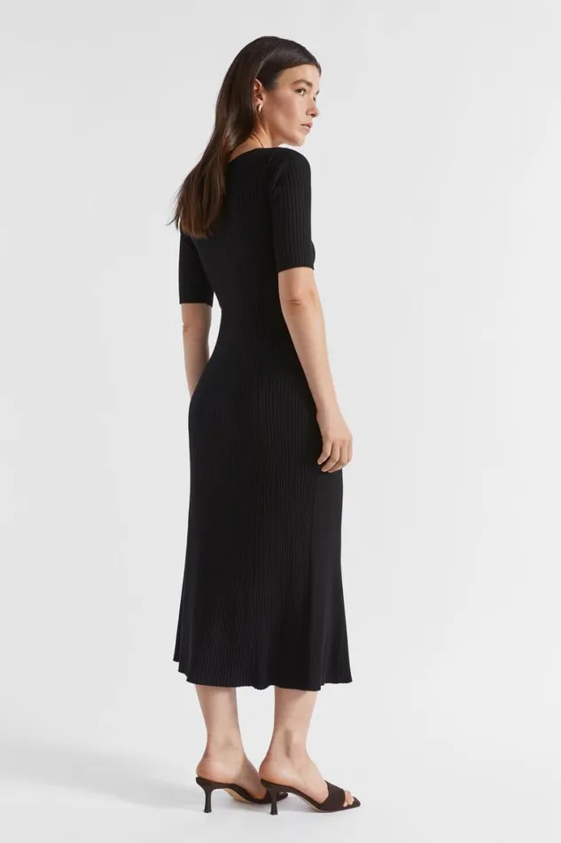 Seed Heritage Dresses Twist Front Knit Midi Dress Black 8211 Woman