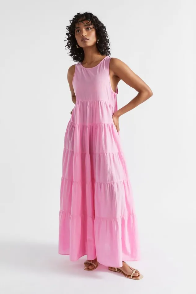 Seed Heritage Dresses Voile Tiered Midi Dress Pink Gin 8211 Woman
