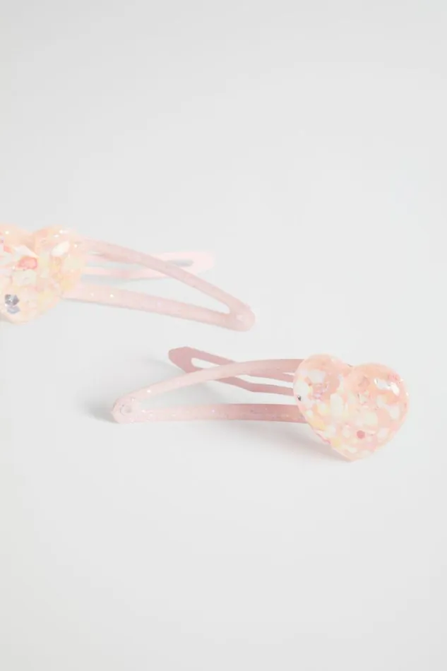 Seed Heritage Hair Accessories Acrylic Glitter Heart Snaps Dusty Rose 8211 Girl