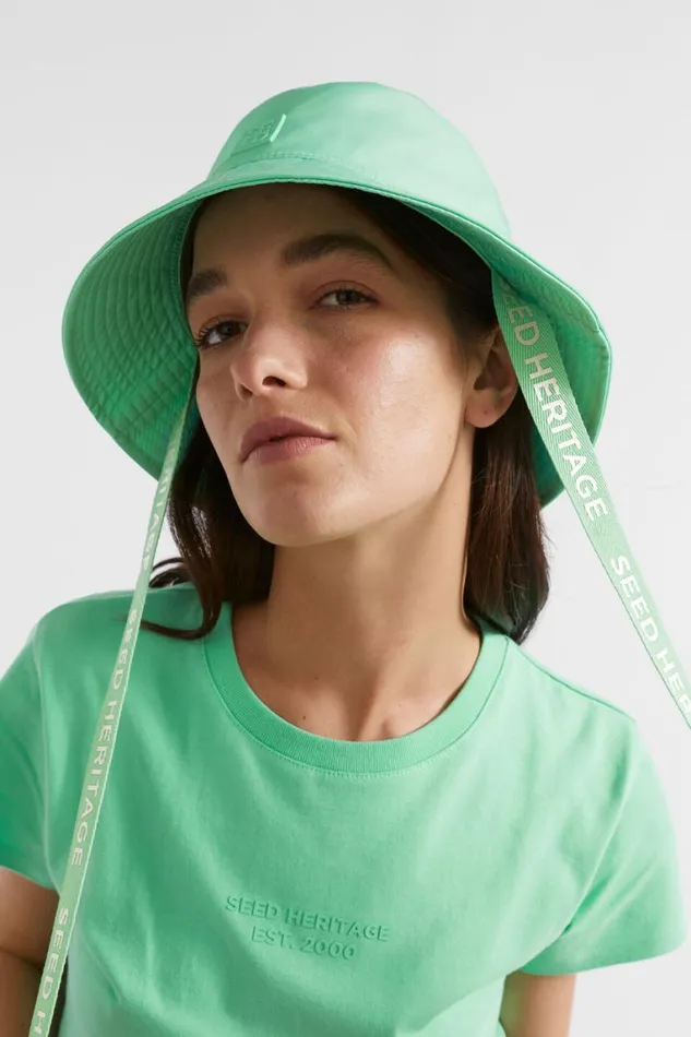 Seed Heritage Hats and Gloves Monochrome Logo Bucket Hat Key Lime 8211 Woman