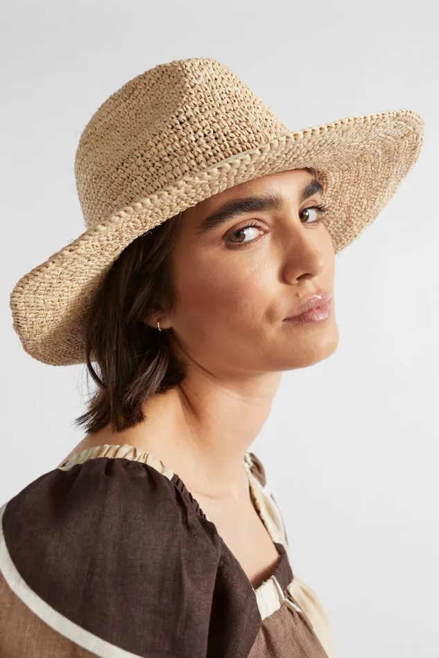 Seed Heritage Hats and Gloves Raffia Fedora Stone 8211 Woman