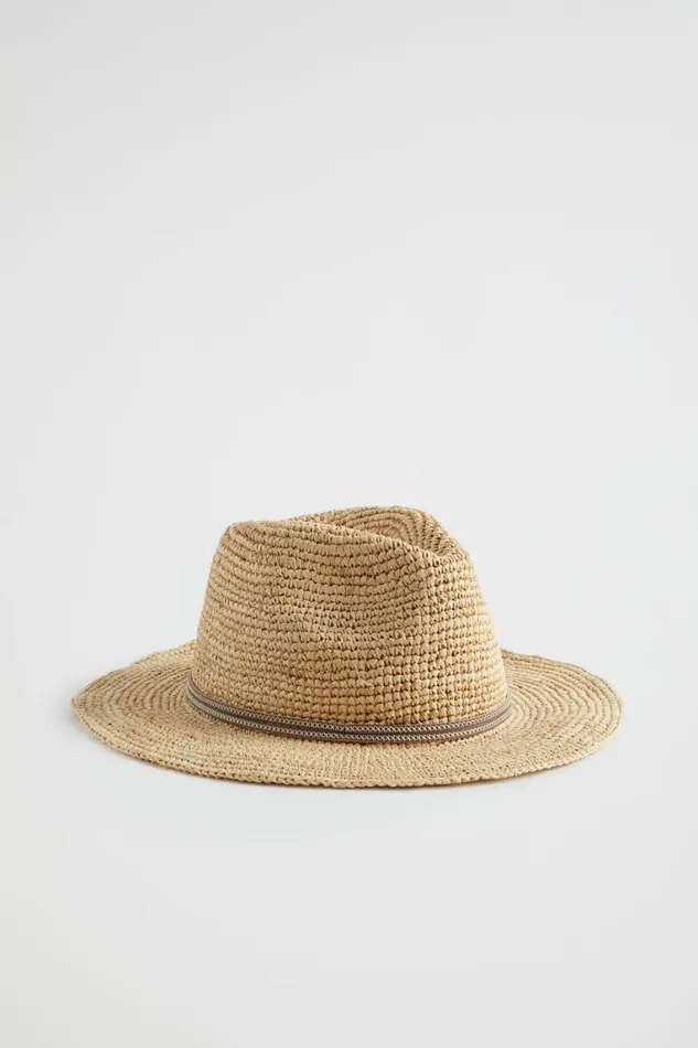 Seed Heritage Hats and Gloves Raffia Stitch Detail Fedora Cookie 8211 Woman