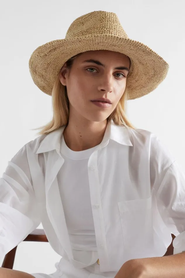 Seed Heritage Hats and Gloves Raffia Stitch Detail Fedora Cookie 8211 Woman