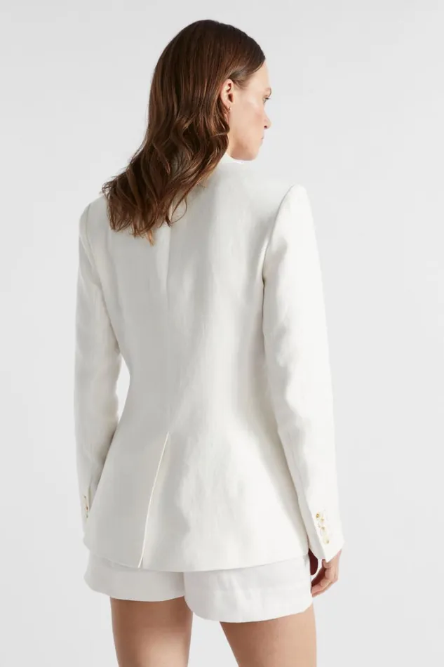 Seed Heritage Jackets and Vests Linen Structured Blazer Cloud Cream 8211 Woman