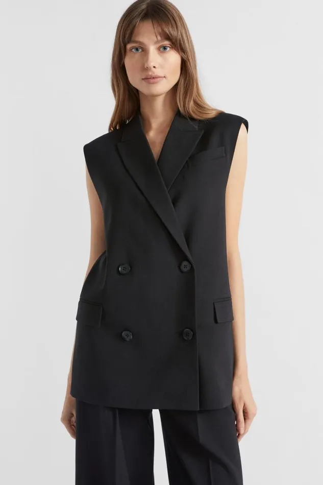 Seed Heritage Jackets and Vests Mid Length Vest Black 8211 Woman