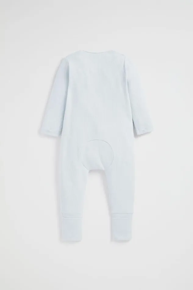 Seed Heritage Jumpsuits and Overalls Core Logo Zipsuit Ice Blue 8211 Newborn