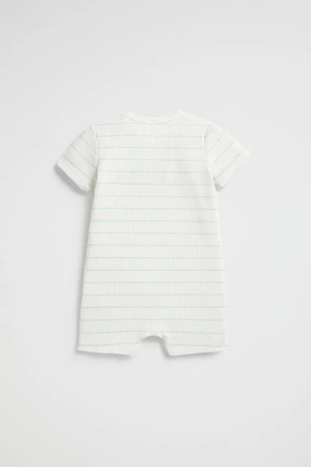 Seed Heritage Jumpsuits and Overalls Novelty Rib Romper Ice Blue 8211 Newborn