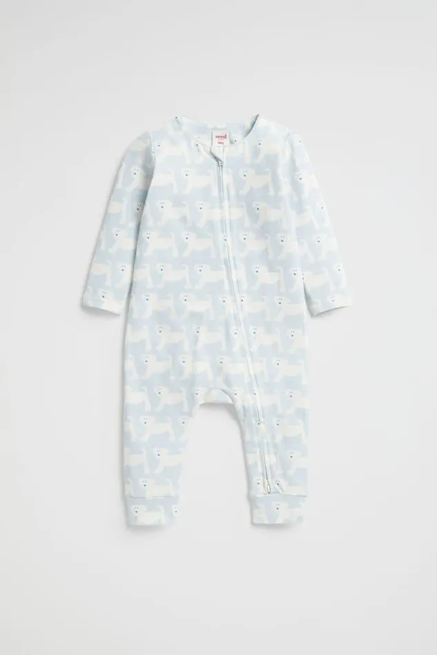 Seed Heritage Jumpsuits and Overalls Puppy Zipsuit Ice Blue 8211 Newborn
