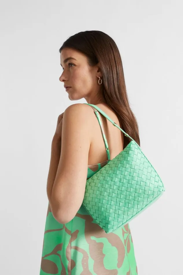 Seed Heritage Leather Bags Leather Woven Shoulder Bag Key Lime 8211 Woman