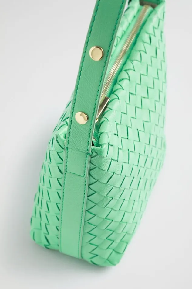 Seed Heritage Leather Bags Leather Woven Shoulder Bag Key Lime 8211 Woman