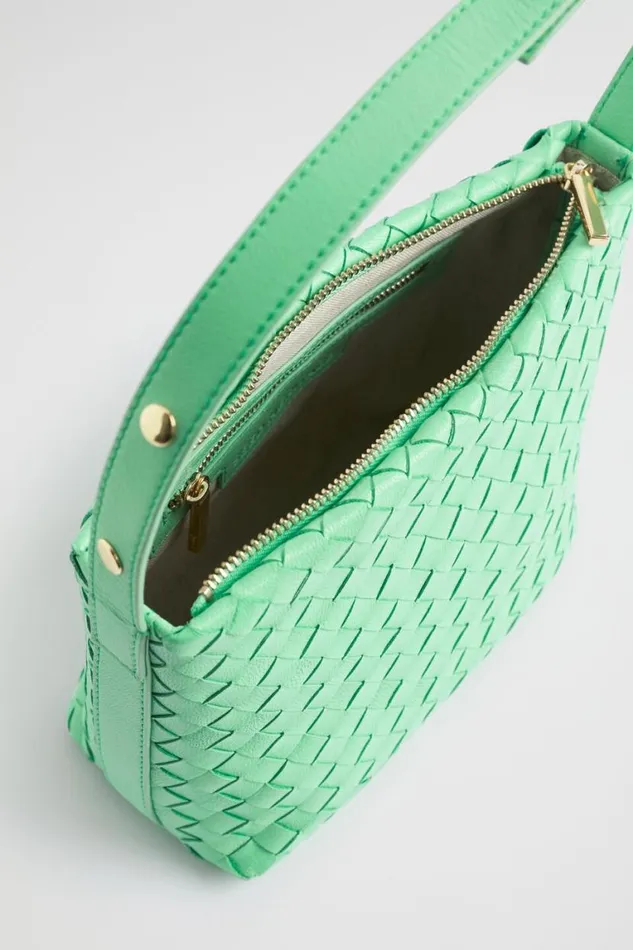 Seed Heritage Leather Bags Leather Woven Shoulder Bag Key Lime 8211 Woman