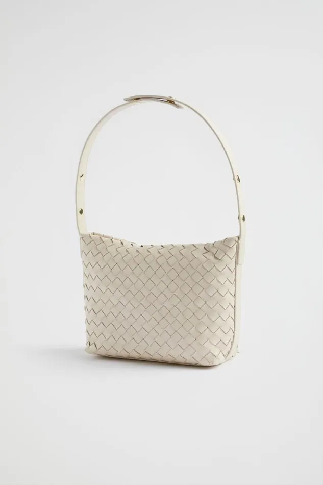 Seed Heritage Leather Bags Leather Woven Shoulder Bag Stone 8211 Woman