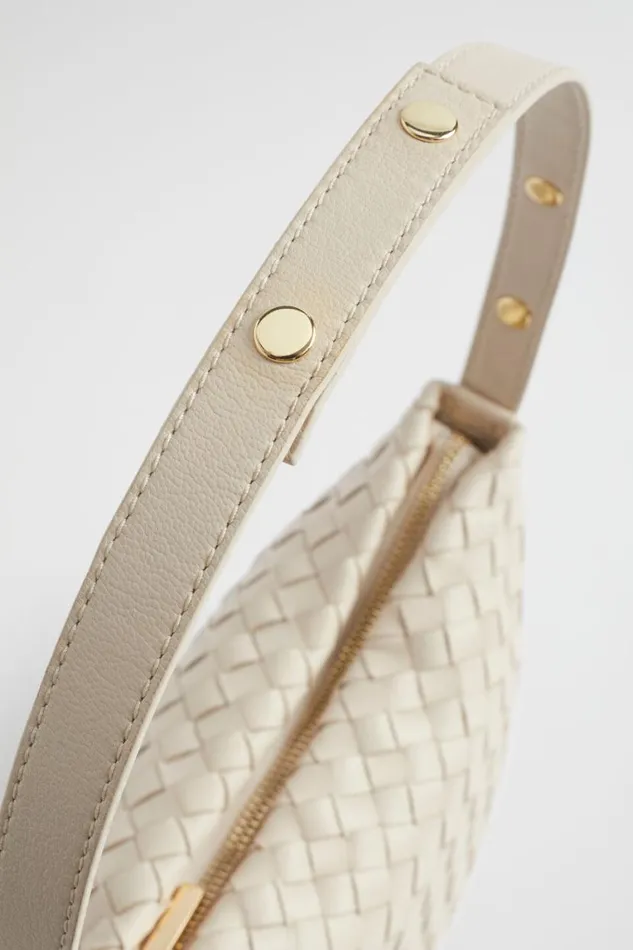 Seed Heritage Leather Bags Leather Woven Shoulder Bag Stone 8211 Woman