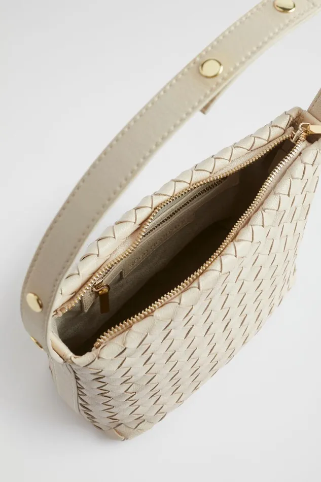 Seed Heritage Leather Bags Leather Woven Shoulder Bag Stone 8211 Woman