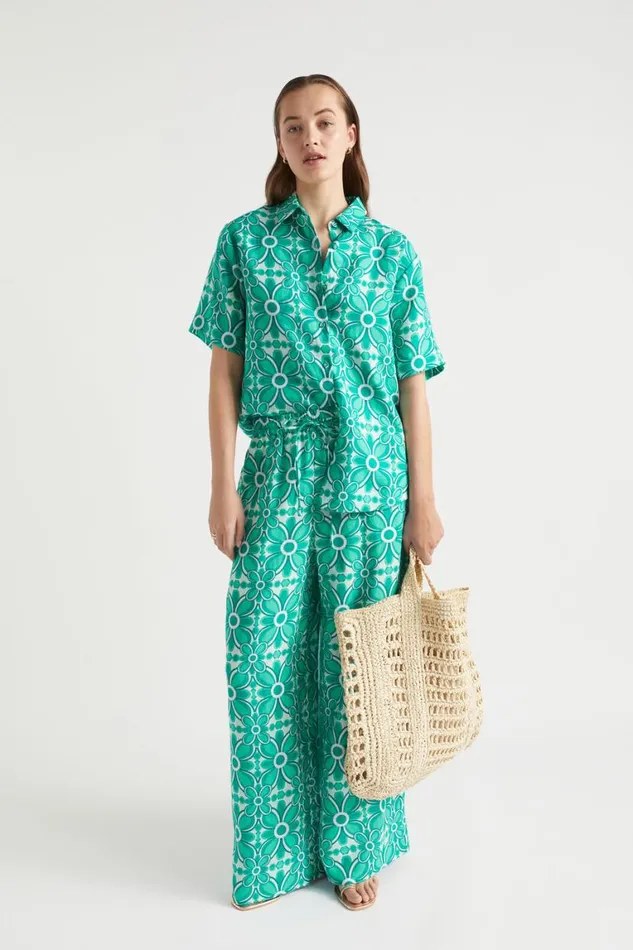 Seed Heritage Linen Linen Retro Short Sleeve Shirt Jade Green Retro 8211 Woman Seed Heritage Linen Linen Retro Short Sleeve Shirt Jade Green Retro 8211 Woman