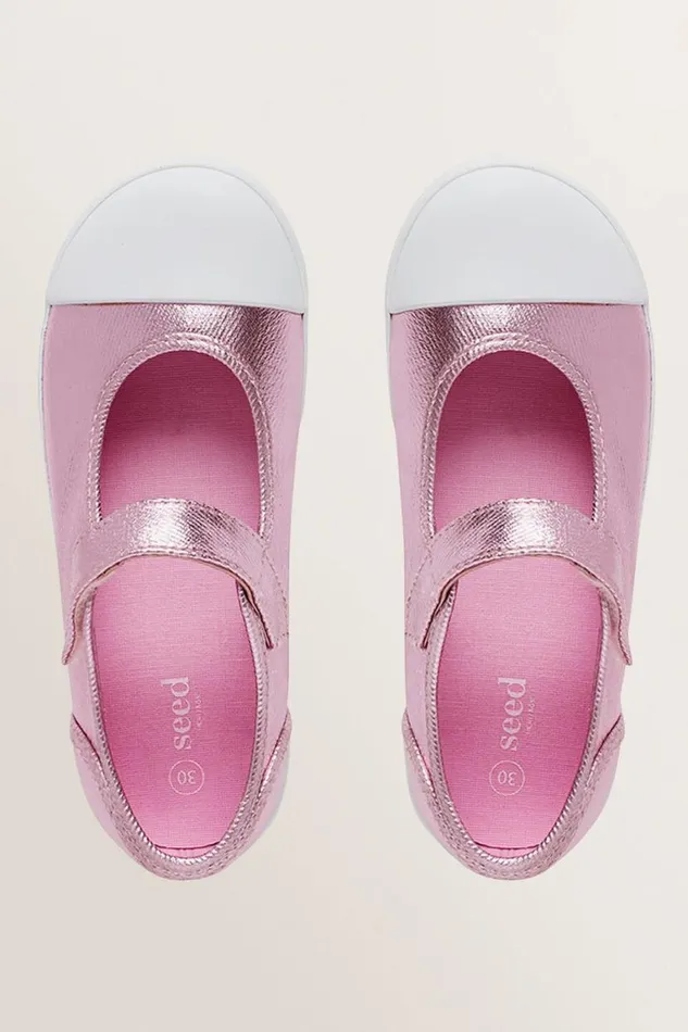 Seed Heritage Mary Janes Mary Jane Canvas Shoes Pink Metallic 8211 Girl