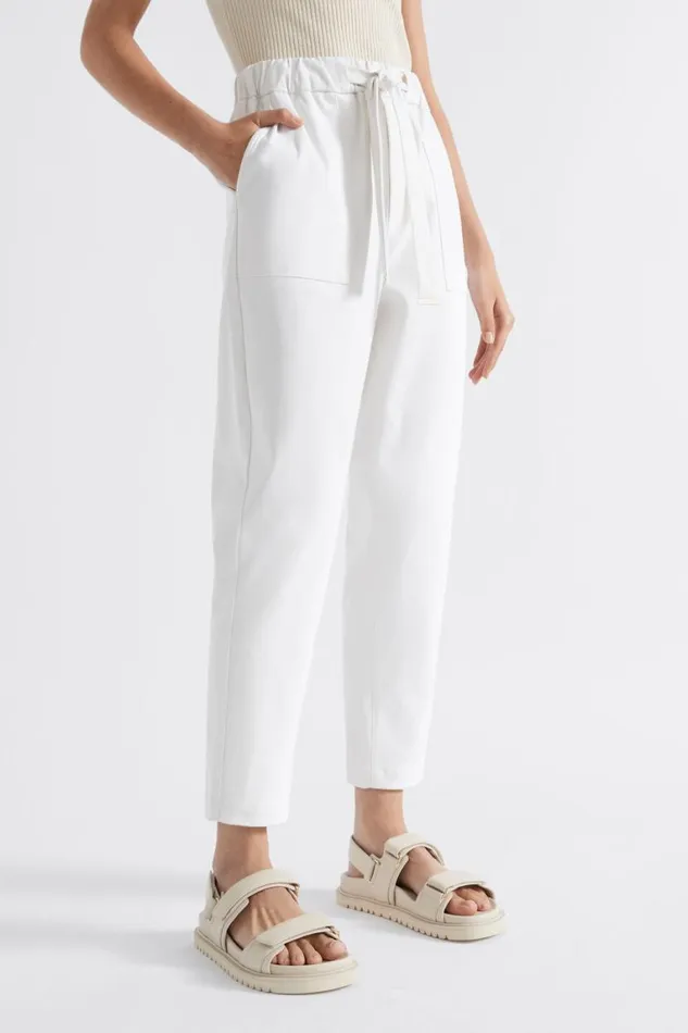 Seed Heritage Pants Elasticated Tapered Leg Pant Whisper White 8211 Woman