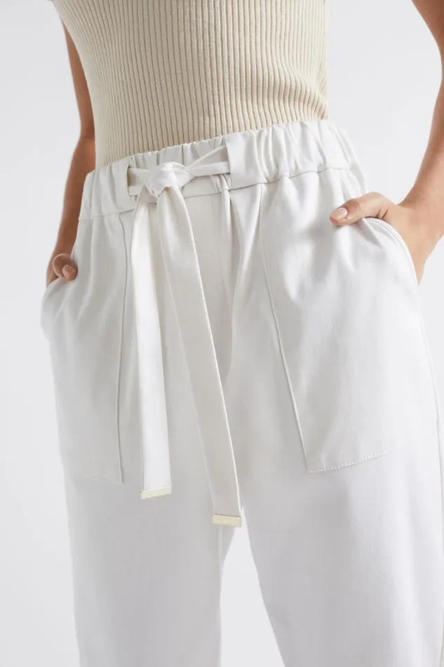 Seed Heritage Pants Elasticated Tapered Leg Pant Whisper White 8211 Woman