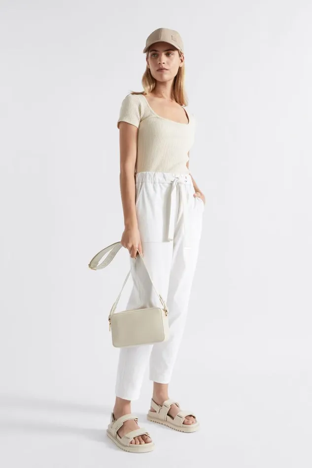 Seed Heritage Pants Elasticated Tapered Leg Pant Whisper White 8211 Woman