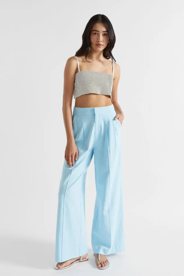 Seed Heritage Pants High Waist Palazzo Pant Shimmer Blue 8211 Woman