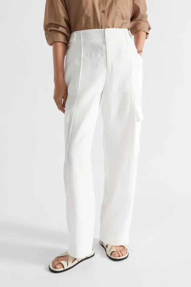 Seed Heritage Pants Linen Cargo Pant Cloud Cream 8211 Woman
