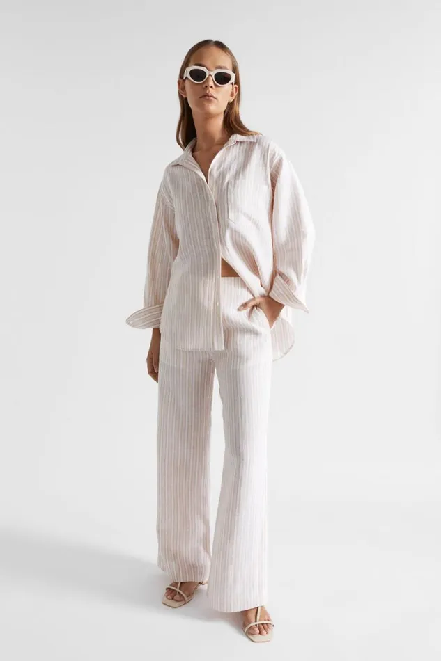 Seed Heritage Pants Linen Variegated Pant Soft Wheat Stripe 8211 Woman