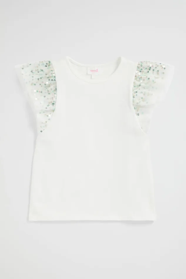 Seed Heritage Party Sequin Sleeve Tee Canvas 8211 Girl