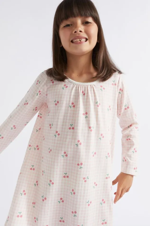 Seed Heritage Pyjamas and Sleepwear Cherry Gingham Nightie Dusty Rose 8211 Girl