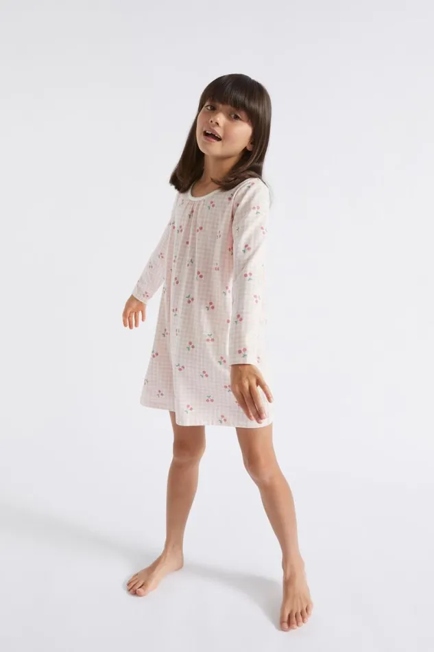 Seed Heritage Pyjamas and Sleepwear Cherry Gingham Nightie Dusty Rose 8211 Girl