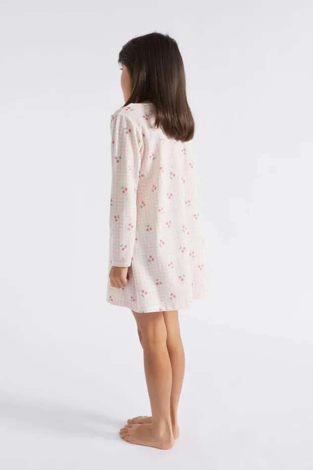 Seed Heritage Pyjamas and Sleepwear Cherry Gingham Nightie Dusty Rose 8211 Girl