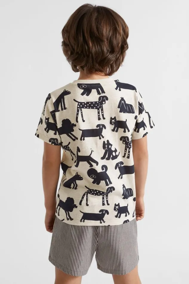 Seed Heritage Pyjamas and Sleepwear Happy Dogs Pyjama Oat Marle 8211 Boy